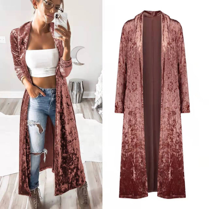 Cardigan en velours élégant pour femmes avec ouverture frontale et coupe décontractée Levoire