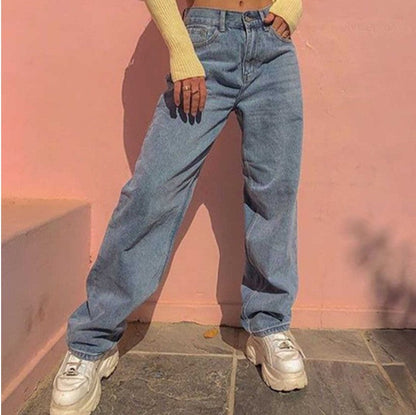 Levoire | Femmes Jeans En Denim Bleu À Jambes Ample Inspirés Des Années Retro