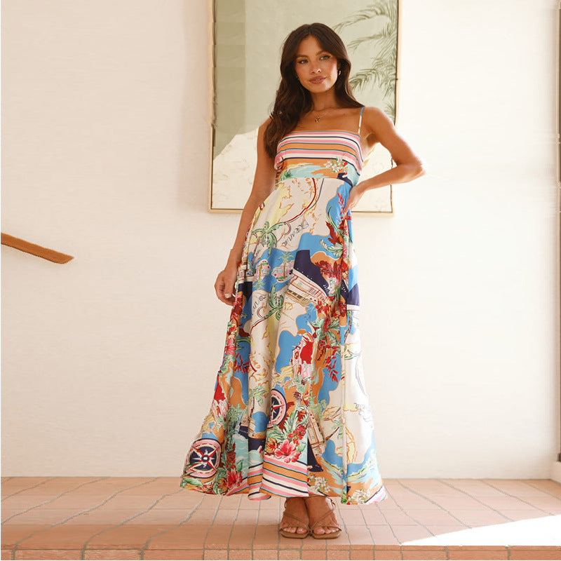 Robe d'été longue pour femme avec un design patchwork coloré et des poches pratiques Levoire