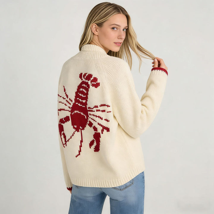 Cardigan pour femmes avec motif de crabe créatif Levoire