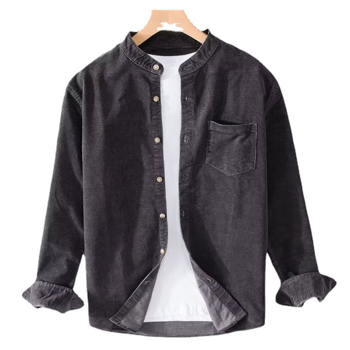Veste chemise en corduroy pour femmes avec col montant moderne et poche poitrine pratique Levoire
