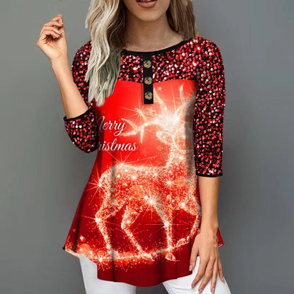 Levoire | Impression de fête T-shirt décontracté à col rond