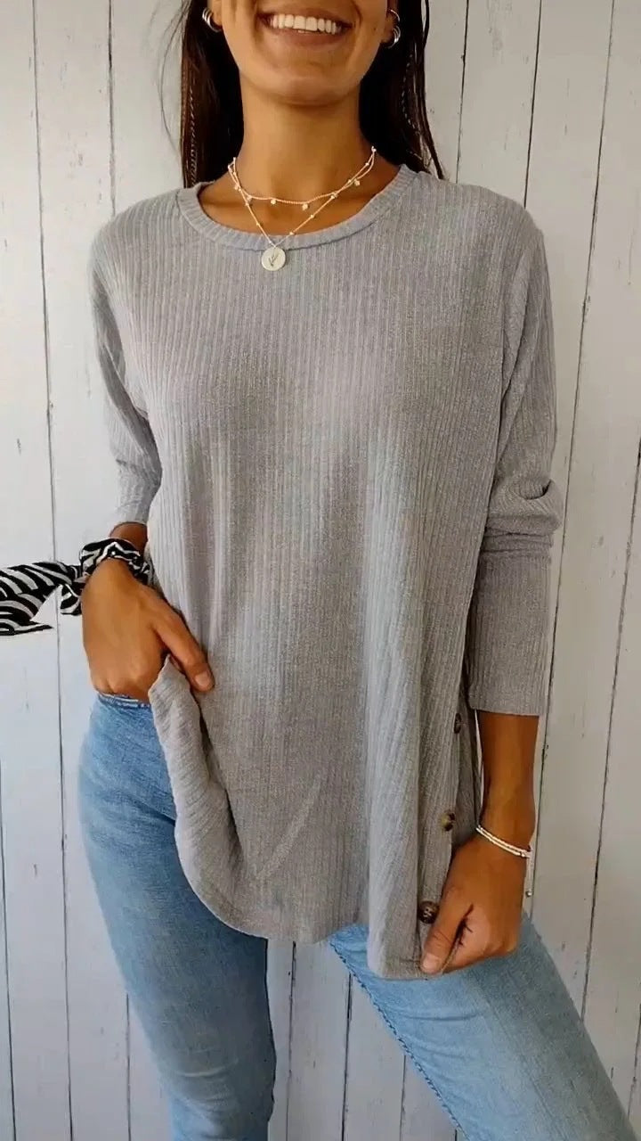 Levoire | Rennokas Col rond - Ribbed - Chemisier à boutons Manches longues Gris