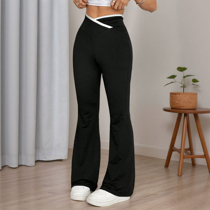 Pantalons de yoga évasés pour femmes avec taille haute et détails de surpiqûres stylés Levoire