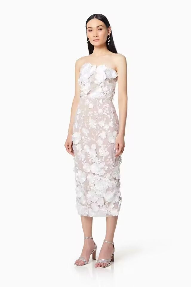 Levoire | Élégant robe midi sans manches ajustée Blanc