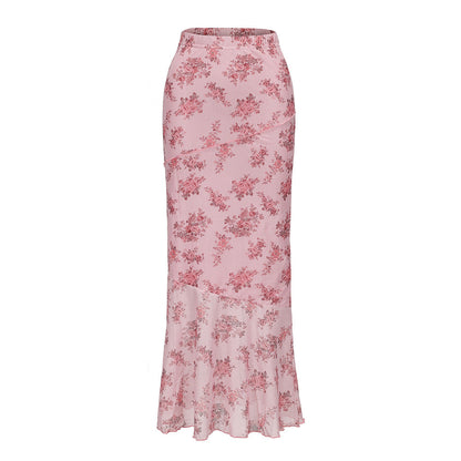 Levoire | Élégance ajustée jupe sirène longue à deux couches Rosa