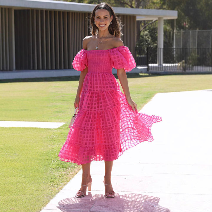 Robe maxi pour femmes avec des manches bouffantes aérées et un corsage froncé Levoire