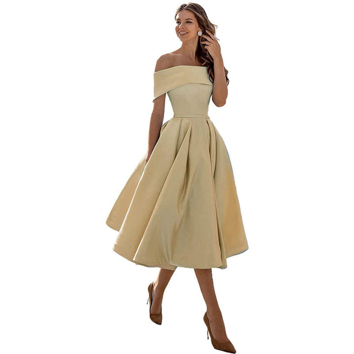 Levoire | Robe de soirée satinée sans bretelles lässig Kaki