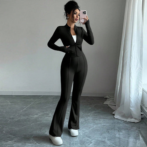Veste de sport pour femmes avec fermeture éclair et jambes évasées Levoire