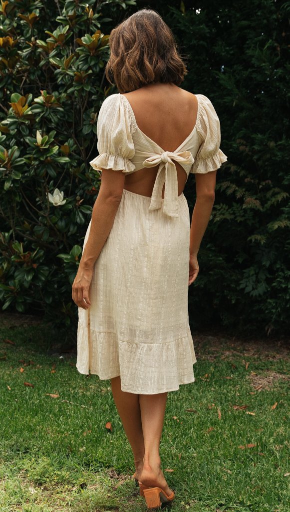 Robe de fête de mariage pour femme avec des manches bouffantes et un lacet Levoire