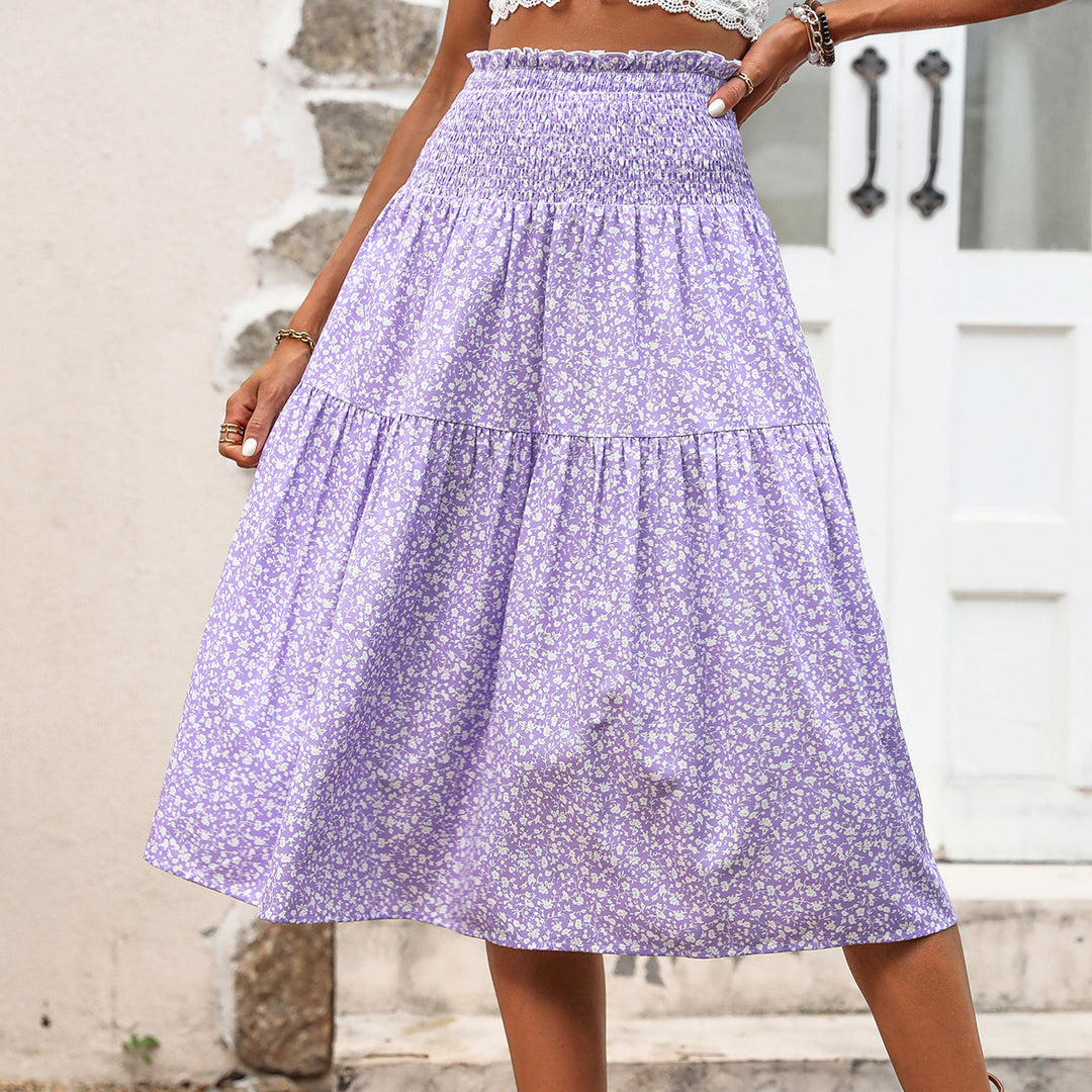 Jupe midi pour femmes avec taille élastique et motif floral Levoire