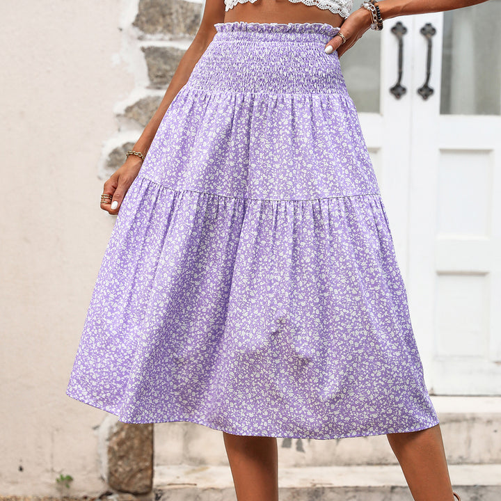 Jupe midi pour femmes avec taille élastique et motif floral Levoire