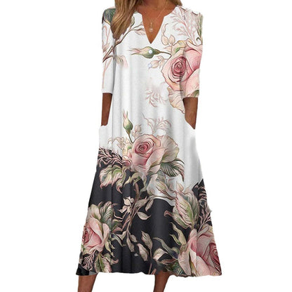 Levoire | Élégant Robe Mi-Longue Boutonnée Imprimée