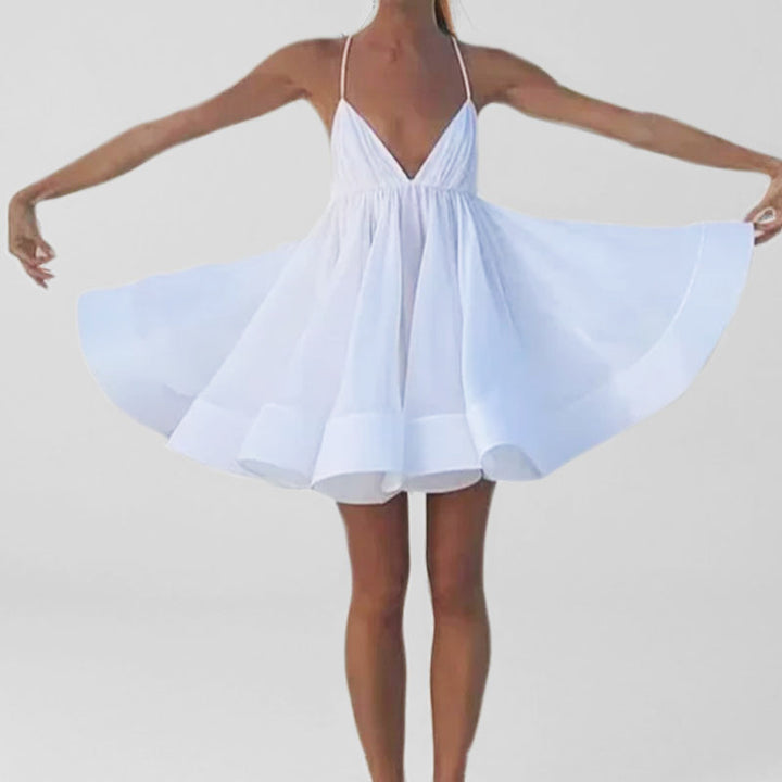 Robe décontractée d'été pour femmes avec décolleté en V profond et jupe évasée Levoire