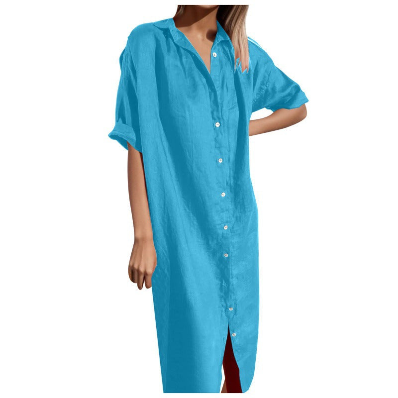 Levoire | Élégante Chemise de Plage Vêtements de Travail Slim Fit Robe Bleu