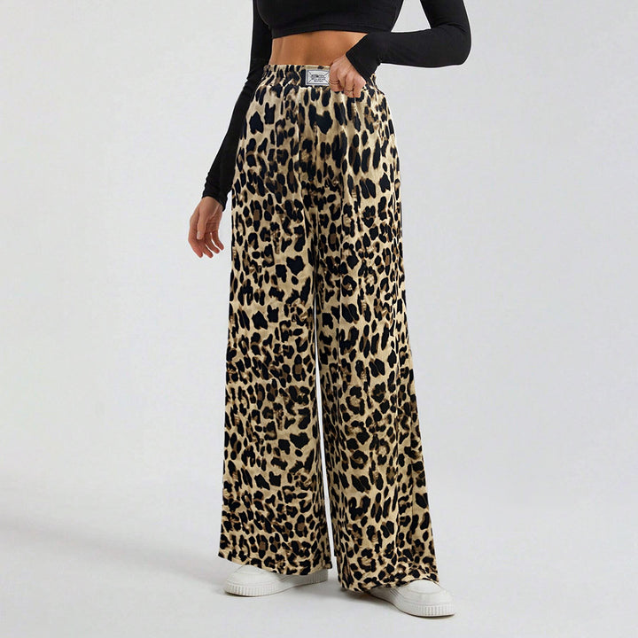 Pantalons palazzo larges pour femmes avec imprimé animal et ceinture élastique confortable Levoire