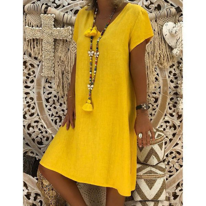 Robe d'été pour femmes avec décolleté en V décontracté et ourlet asymétrique Levoire