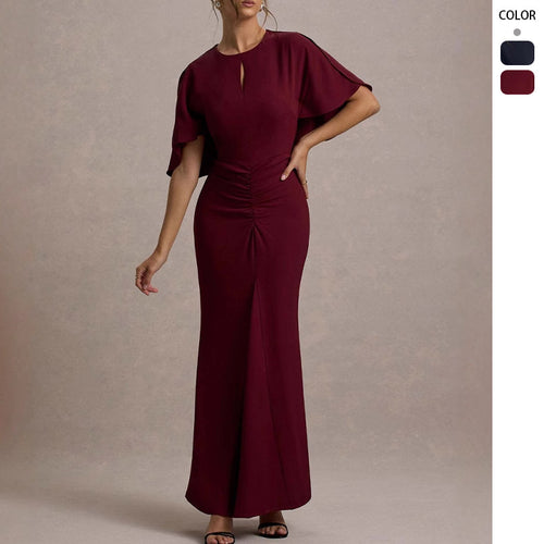 Robe de soirée élégante pour femmes avec coupe fluide et manches courtes à la mode Levoire