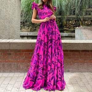 Robe maxi femme avec détails en volants et design floral Levoire