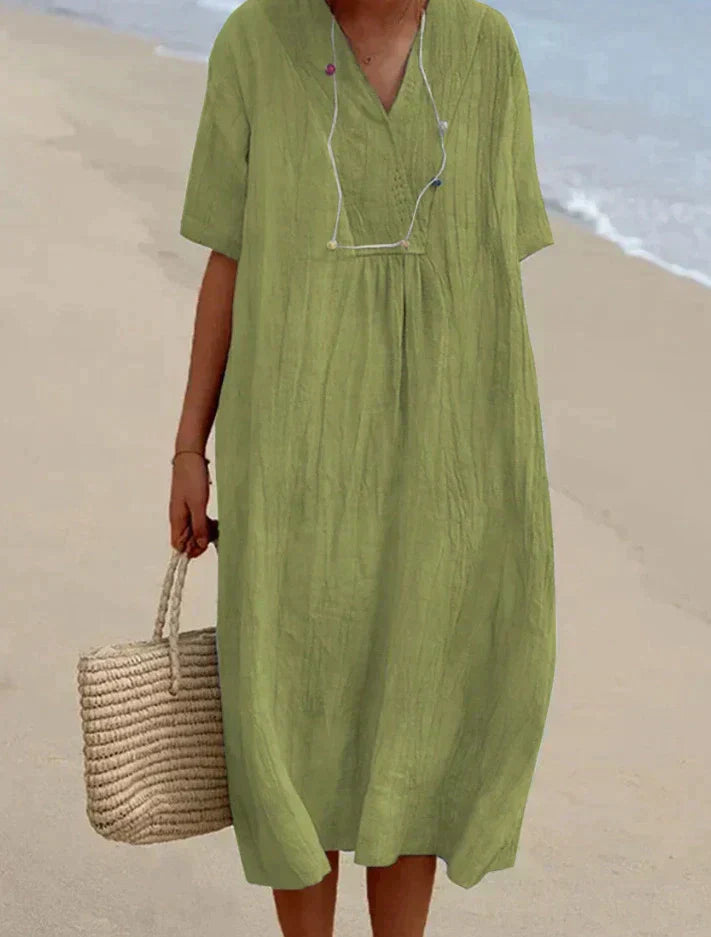 Levoire | Robe D'Été En Coton Et Lin Vert clair