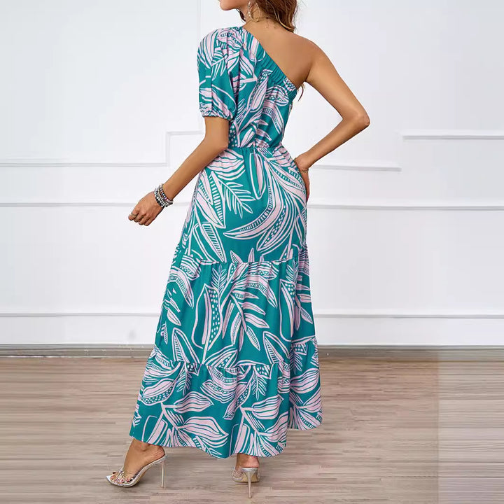 Robe Maxi d'été pour femmes avec coupe asymétrique et motif floral Levoire