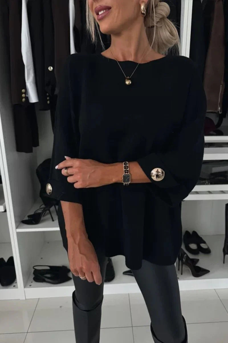 Pull oversized élégant pour femmes avec des détails de boutons raffinés Levoire