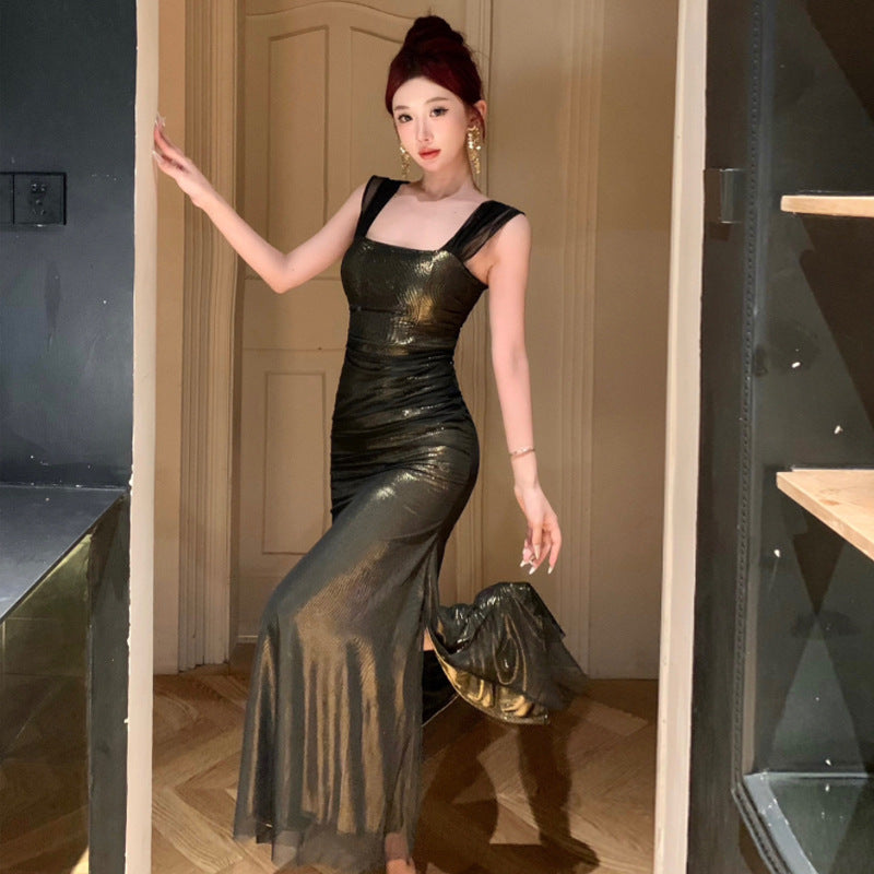Levoire | robe transparente Slim-Fit fente légère luxueuse