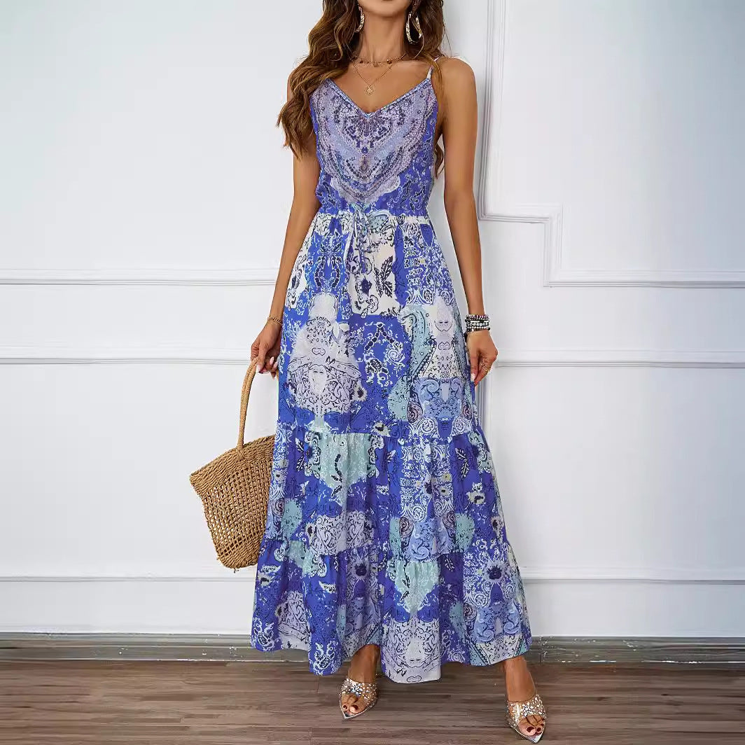 Robe maxi femme avec motif floral et poches latérales Levoire