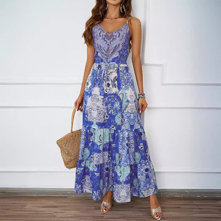 Robe maxi femme avec motif floral et poches latérales Levoire
