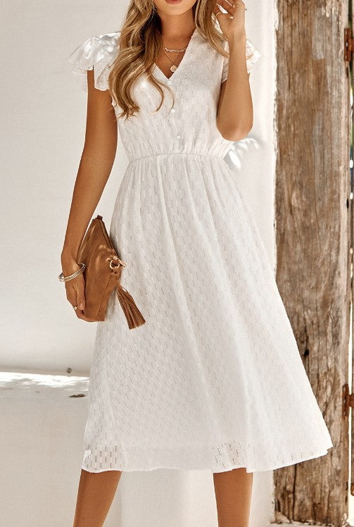 Robe midi femme avec détails plissés et délicates manches bouffantes Levoire