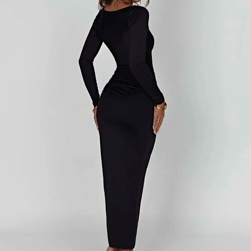 Robe maxi femme avec fronces et silhouette flatteuse Levoire