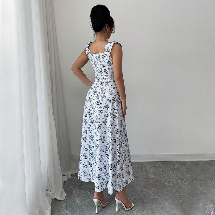 Robe maxi pour femmes avec motif floral et fente flatteuse Levoire