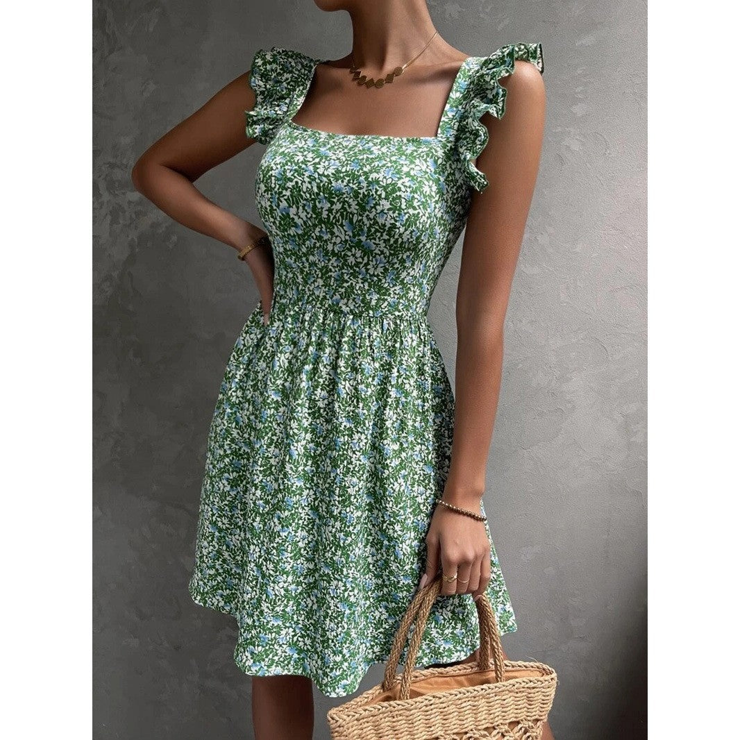 Robe d'été pour femmes avec des détails en volants et décolleté carré Levoire
