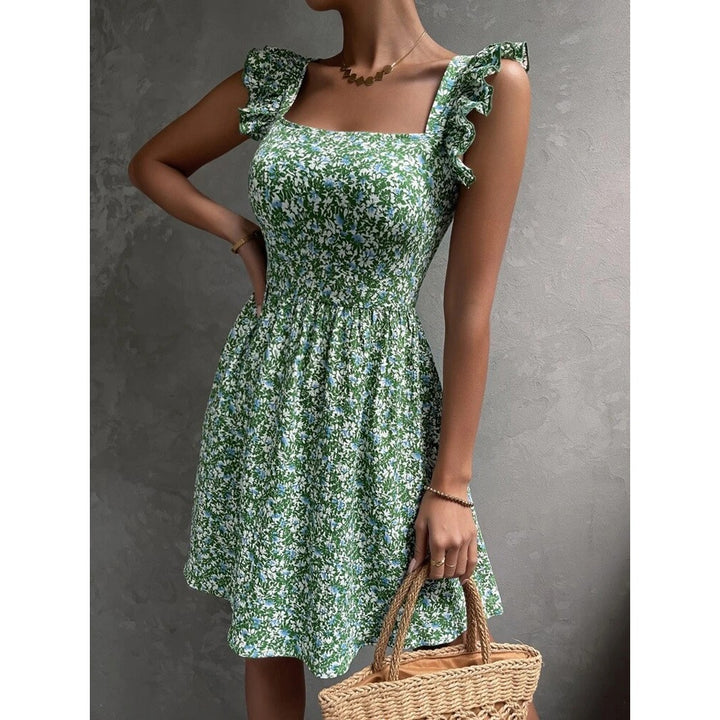 Robe d'été pour femmes avec des détails en volants et décolleté carré Levoire