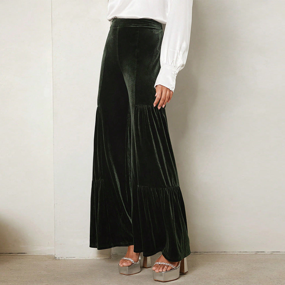 Pantalons larges en velours pour femmes avec détails froncés Levoire