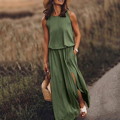 Levoire | Robe Rayée Unie Chic Hihaton Vert foncé