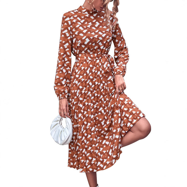 Robe midi pour femmes avec détails en volants et motif créatif Levoire