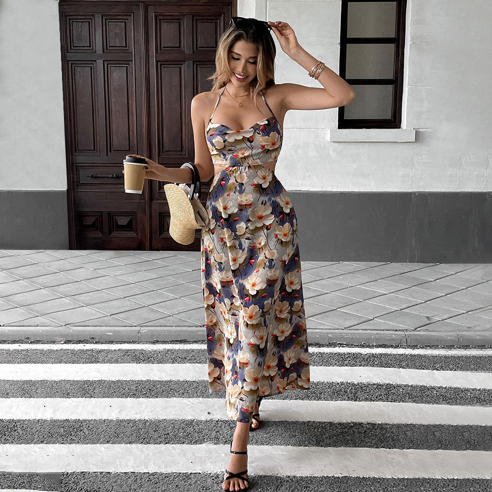 Robe maxi pour femme avec design floral et haut sans bretelles Levoire