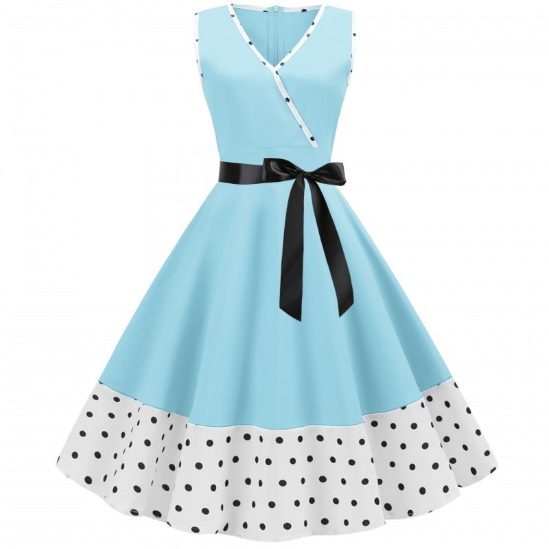 Robe swing pour femmes avec décolleté en V et ourlet à pois Levoire