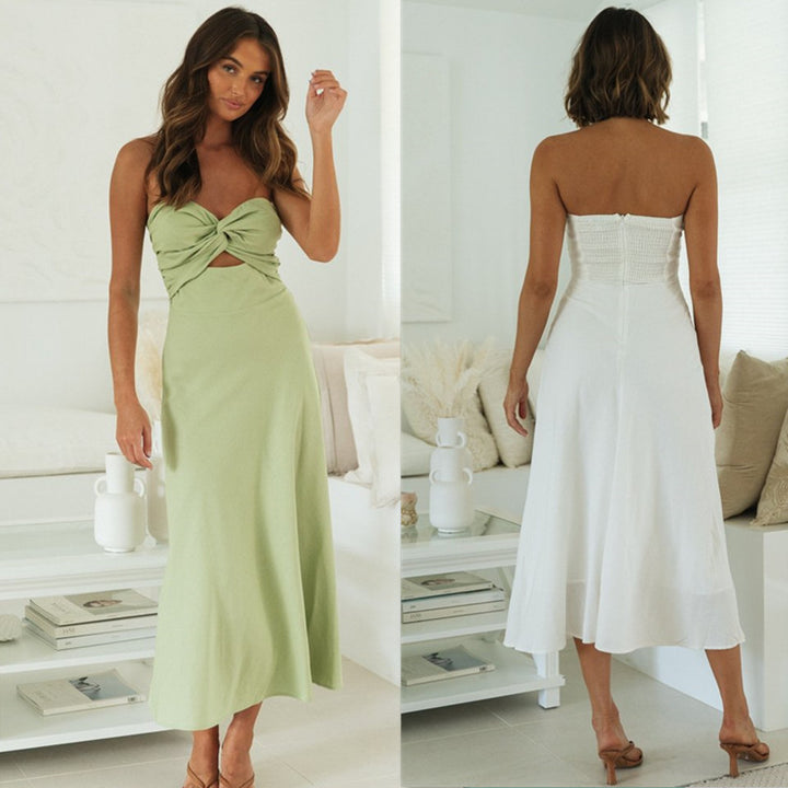 Robe midi pour femmes avec détail de nœud séduisant et coupe ajustée Levoire