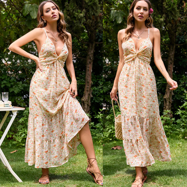 Robe Maxi pour femmes avec un décolleté en V séduisant et une jupe fluide Levoire