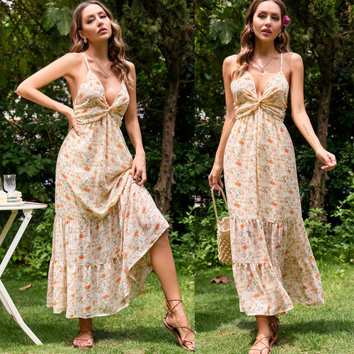Robe Maxi pour femmes avec un décolleté en V séduisant et une jupe fluide Levoire