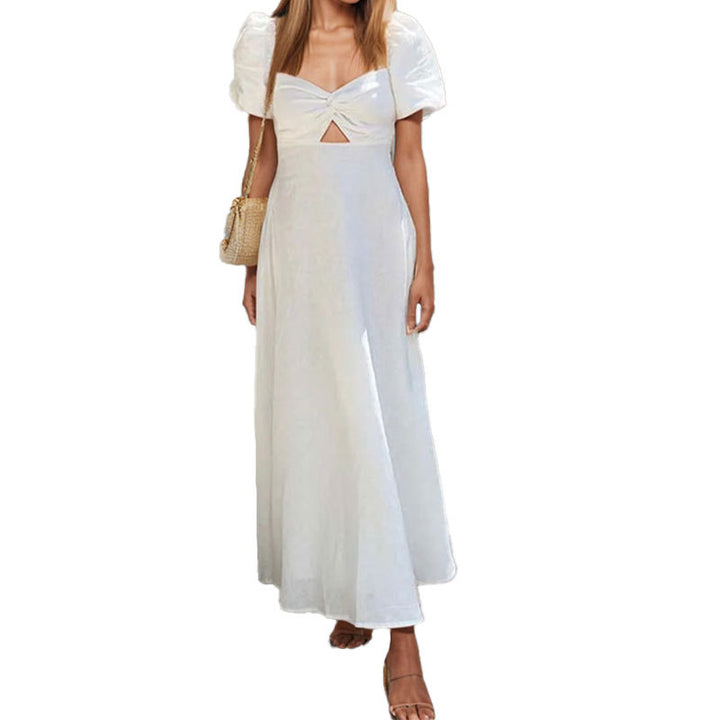 Robe maxi pour femmes avec un design clé sophistiqué et des manches puff volumineuses Levoire