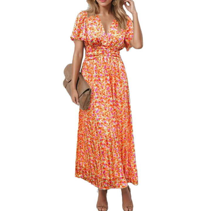 Robe maxi fluide pour femme avec design floral et décolleté en V Levoire