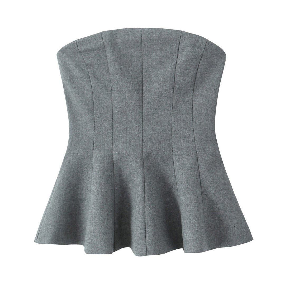 Levoire | Trendik Double Couleur Sans Epaule Bandeau-Tops Gris