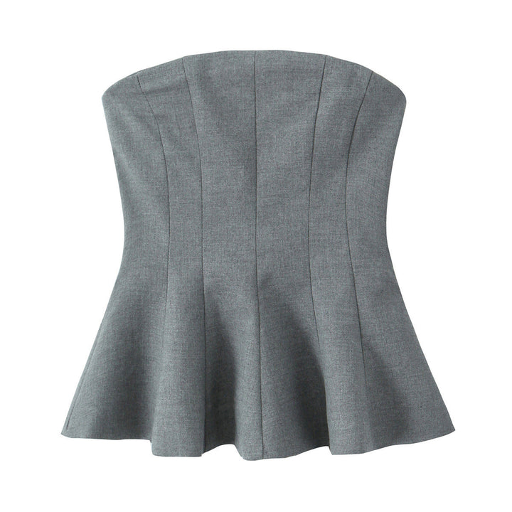 Levoire | Trendik Double Couleur Sans Epaule Bandeau-Tops Gris