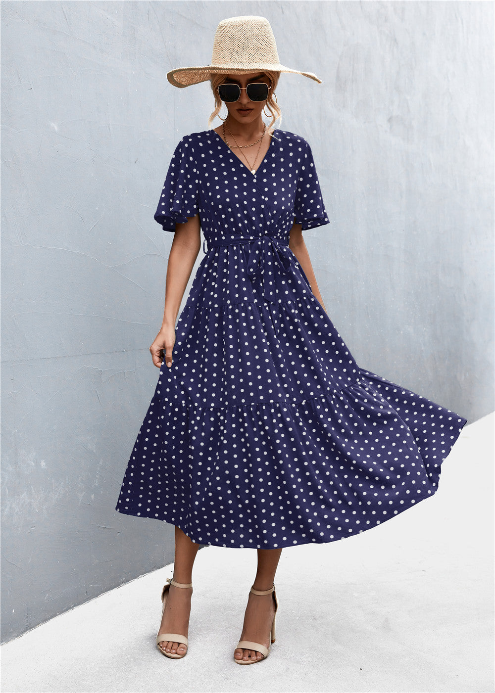 Robe midi femme avec motif floral et lien de taille ajustable Levoire