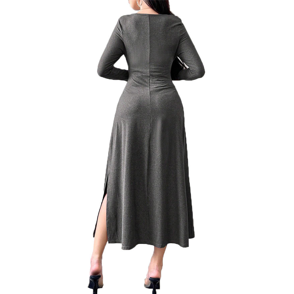 Robe midi pour femmes avec un élégant décolleté carré et des détails de volants décontractés Levoire