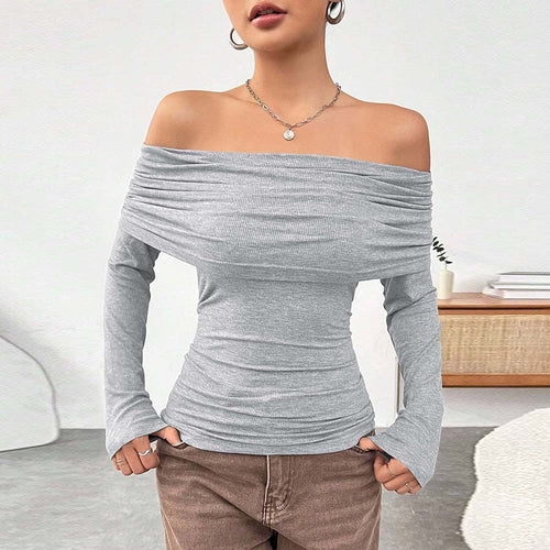 Haut femme à épaules dénudées avec drapés élégants et manches longues Levoire
