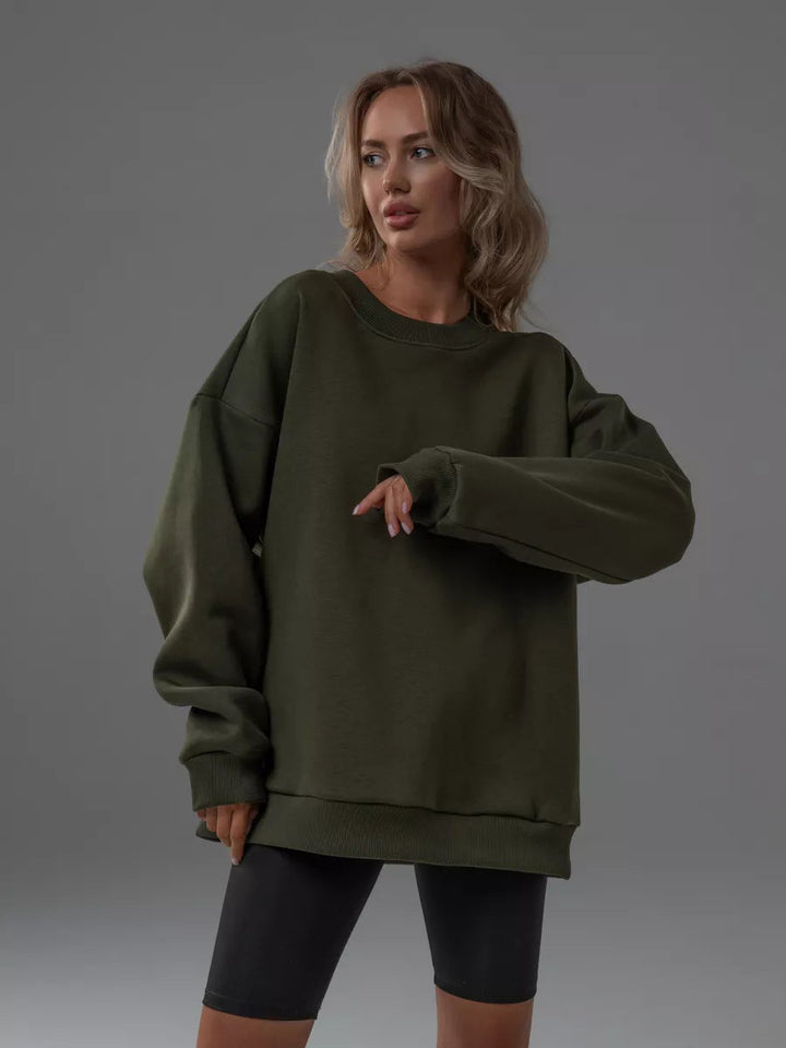 Levoire | Haut en tricot ample à col rond Olive vert